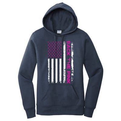 Back The Pink Breast Cancer Awareness Flag Women's Pullover Hoodie