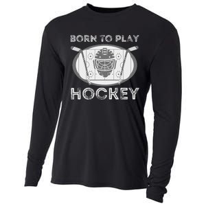 Born To Play Hockey Funny Ice Hockey Player Gift Cooling Performance Long Sleeve Crew