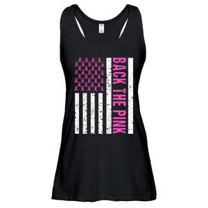 Back The Pink Breast Cancer Awareness Flag Ladies Essential Flowy Tank