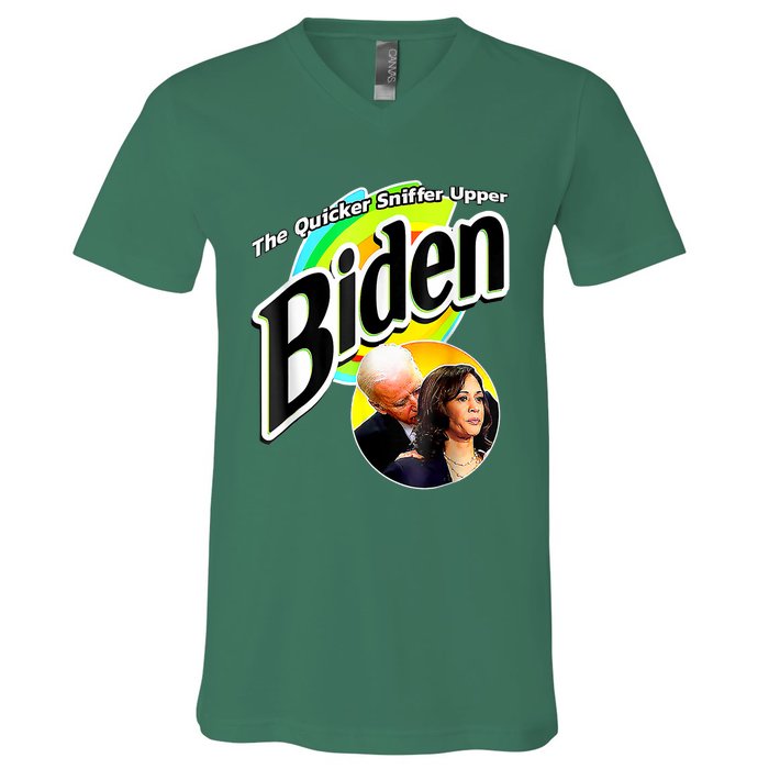 Biden The Quicker Sniffer Upper V-Neck T-Shirt