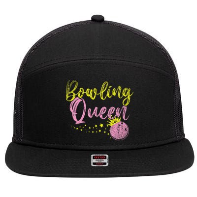 Bowling Team Queen Gift Bowling 7 Panel Mesh Trucker Snapback Hat