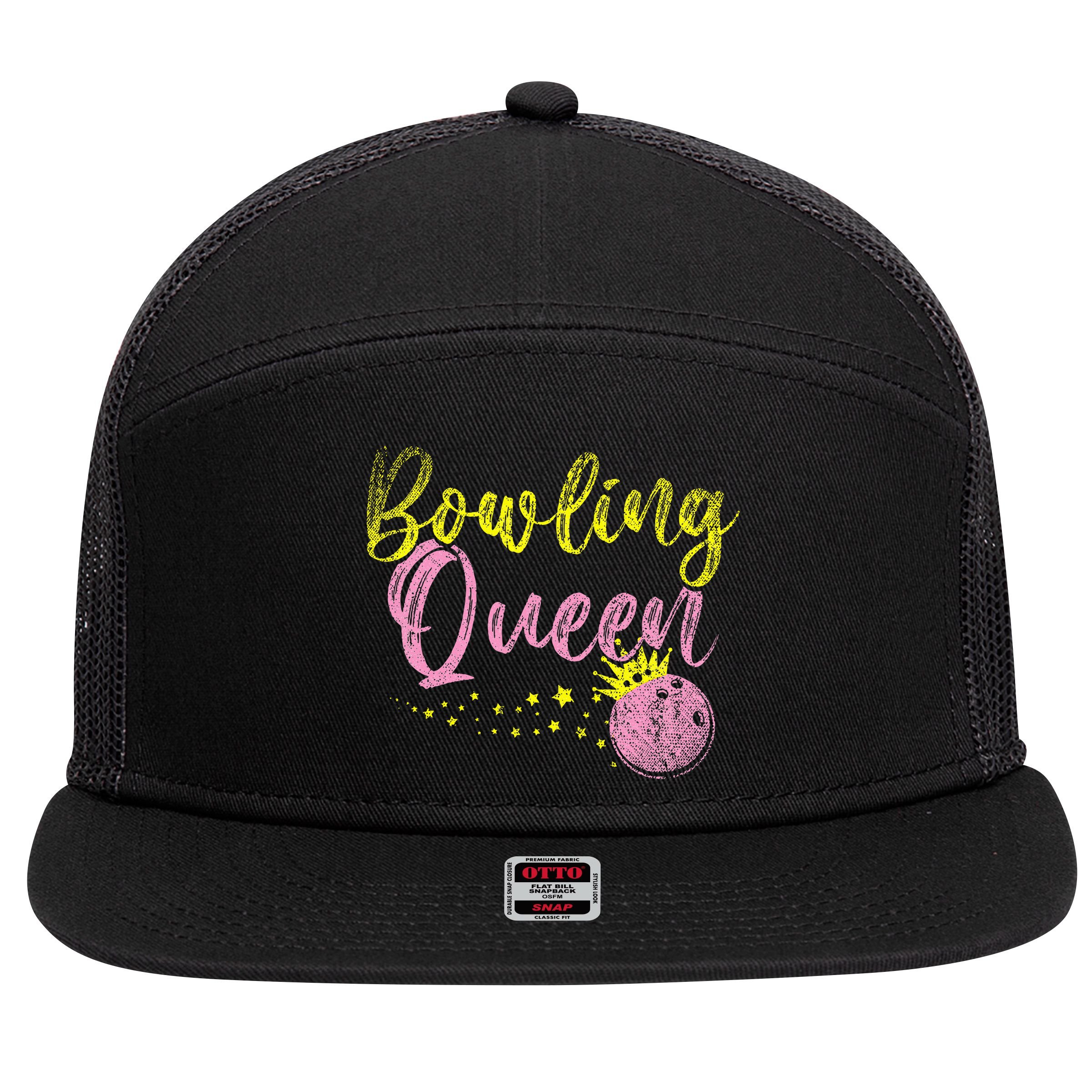 Bowling Team Queen Gift Bowling 7 Panel Mesh Trucker Snapback Hat