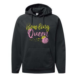 Bowling Team Queen Gift Bowling Performance Fleece Hoodie