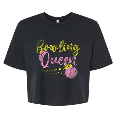 Bowling Team Queen Gift Bowling Bella+Canvas Jersey Crop Tee