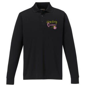 Bowling Team Queen Gift Bowling Performance Long Sleeve Polo