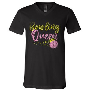 Bowling Team Queen Gift Bowling V-Neck T-Shirt