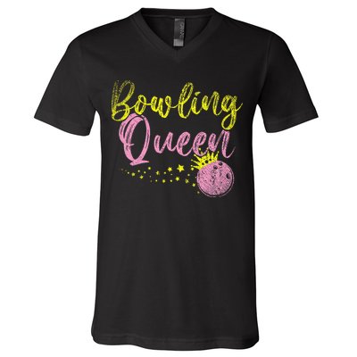 Bowling Team Queen Gift Bowling V-Neck T-Shirt