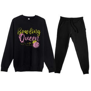 Bowling Team Queen Gift Bowling Premium Crewneck Sweatsuit Set