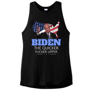 Biden The Quicker Fucker Upper Political Ladies PosiCharge Tri-Blend Wicking Tank