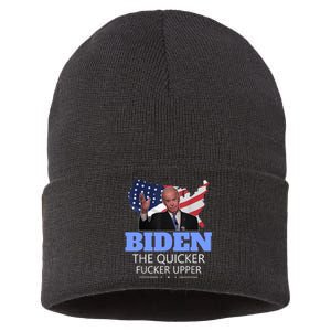 Biden The Quicker Fucker Upper Political Sustainable Knit Beanie