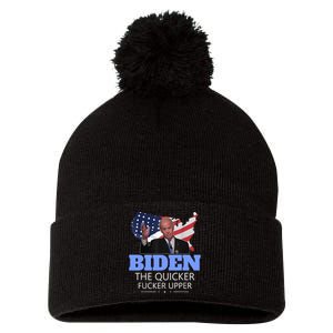 Biden The Quicker Fucker Upper Political Pom Pom 12in Knit Beanie