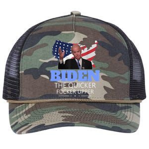 Biden The Quicker Fucker Upper Political Retro Rope Trucker Hat Cap