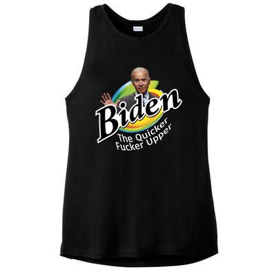 Biden The Quicker Fucker Upper Fjb Anti Biden Political Republican Ladies PosiCharge Tri-Blend Wicking Tank