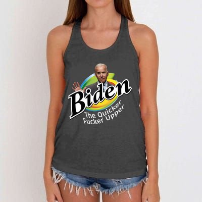 Biden The Quicker Fucker Upper Fjb Anti Biden Political Republican Women's Knotted Racerback Tank