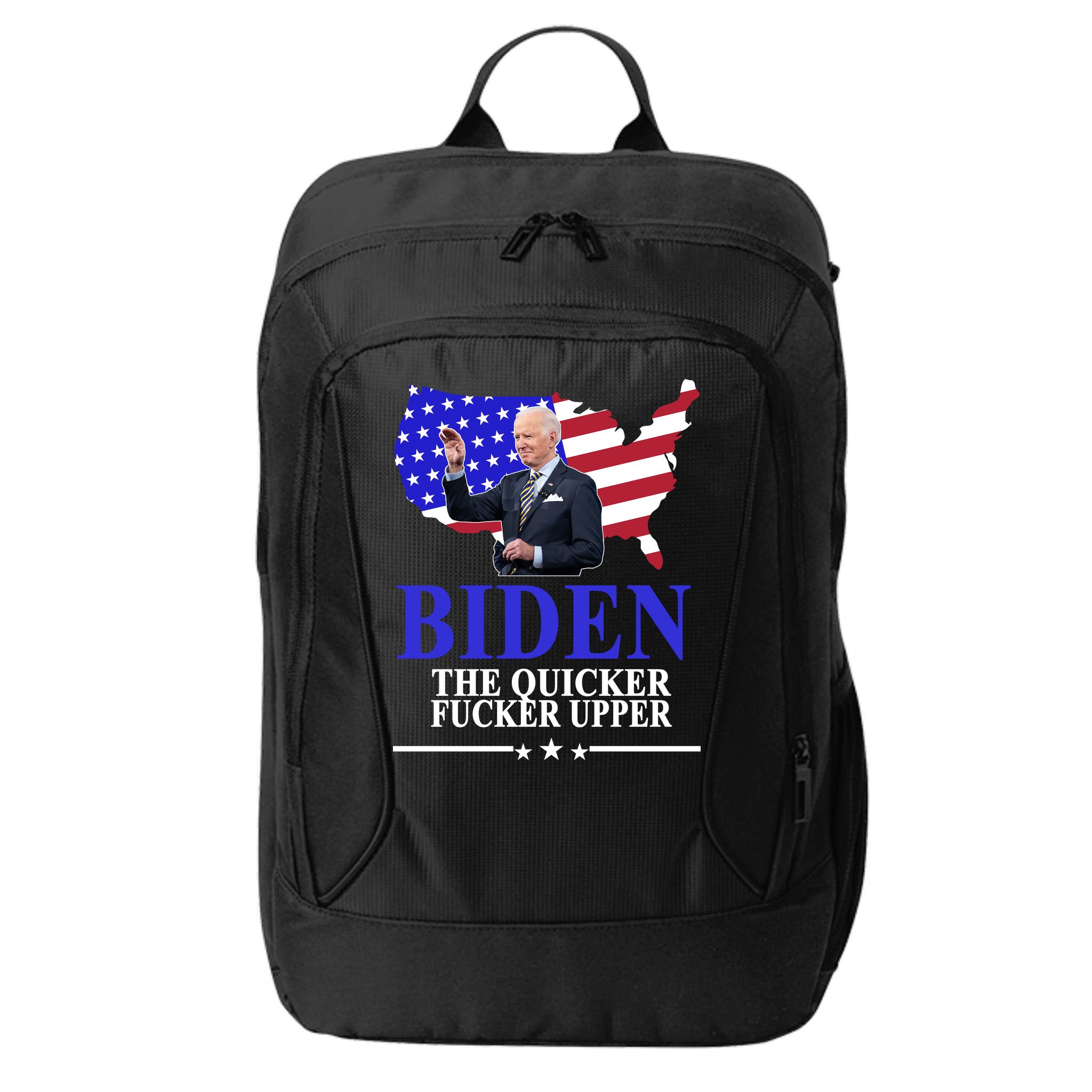 Biden The Quicker Fucker Upper American Flag Design City Backpack