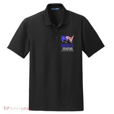 Biden The Quicker Fucker Upper American Flag Design Dry Zone Grid Polo