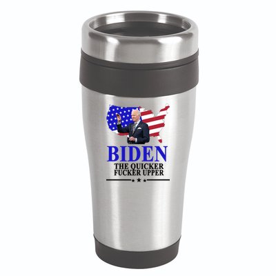 Biden The Quicker Fucker Upper American Flag Design 16oz Travel Tumbler
