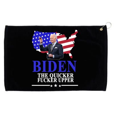 Biden The Quicker Fucker Upper American Flag Design Grommeted Golf Towel