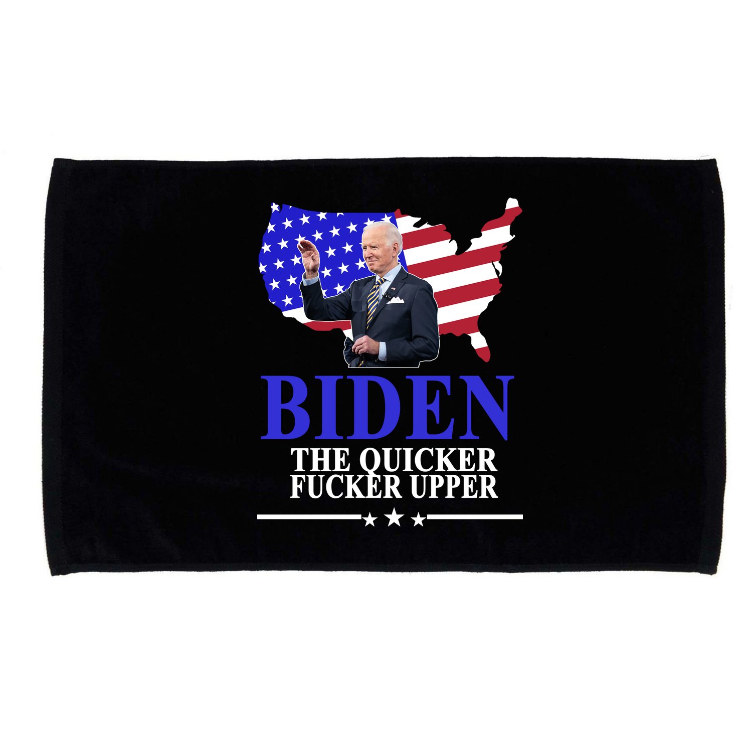Biden The Quicker Fucker Upper American Flag Design Microfiber Hand Towel