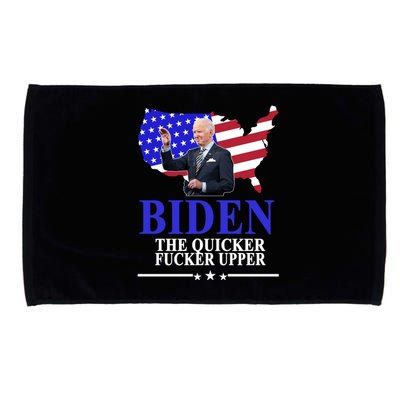 Biden The Quicker Fucker Upper American Flag Design Microfiber Hand Towel