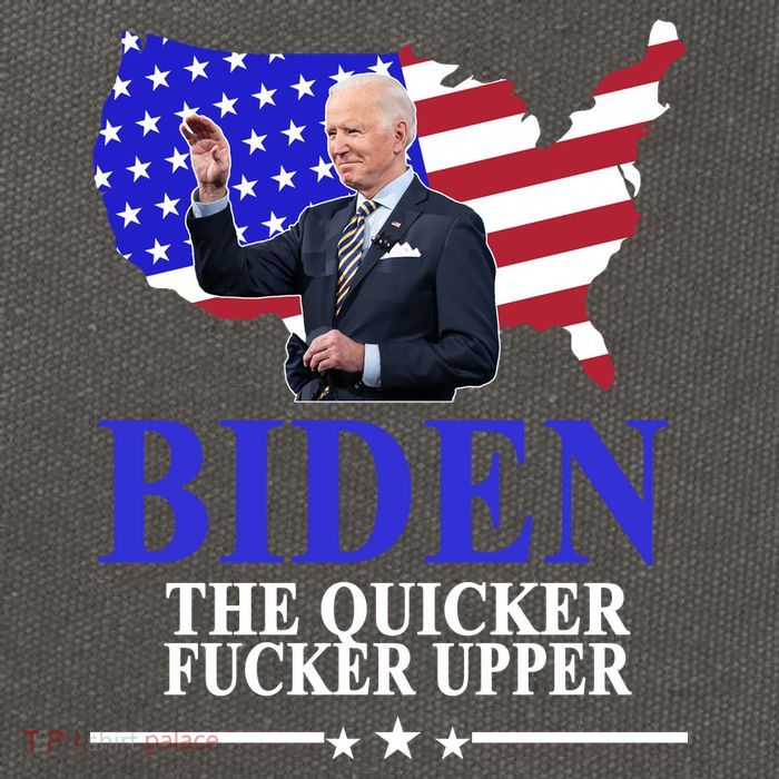 Biden The Quicker Fucker Upper American Flag Design Cotton Canvas Backpack