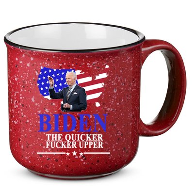 Biden The Quicker Fucker Upper American Flag Design 15oz Campfire Ceramic Mug