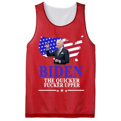 Biden The Quicker Fucker Upper American Flag Design Mesh Reversible Basketball Jersey Tank