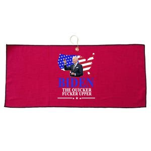 Biden The Quicker Fucker Upper American Flag Design Large Microfiber Waffle Golf Towel