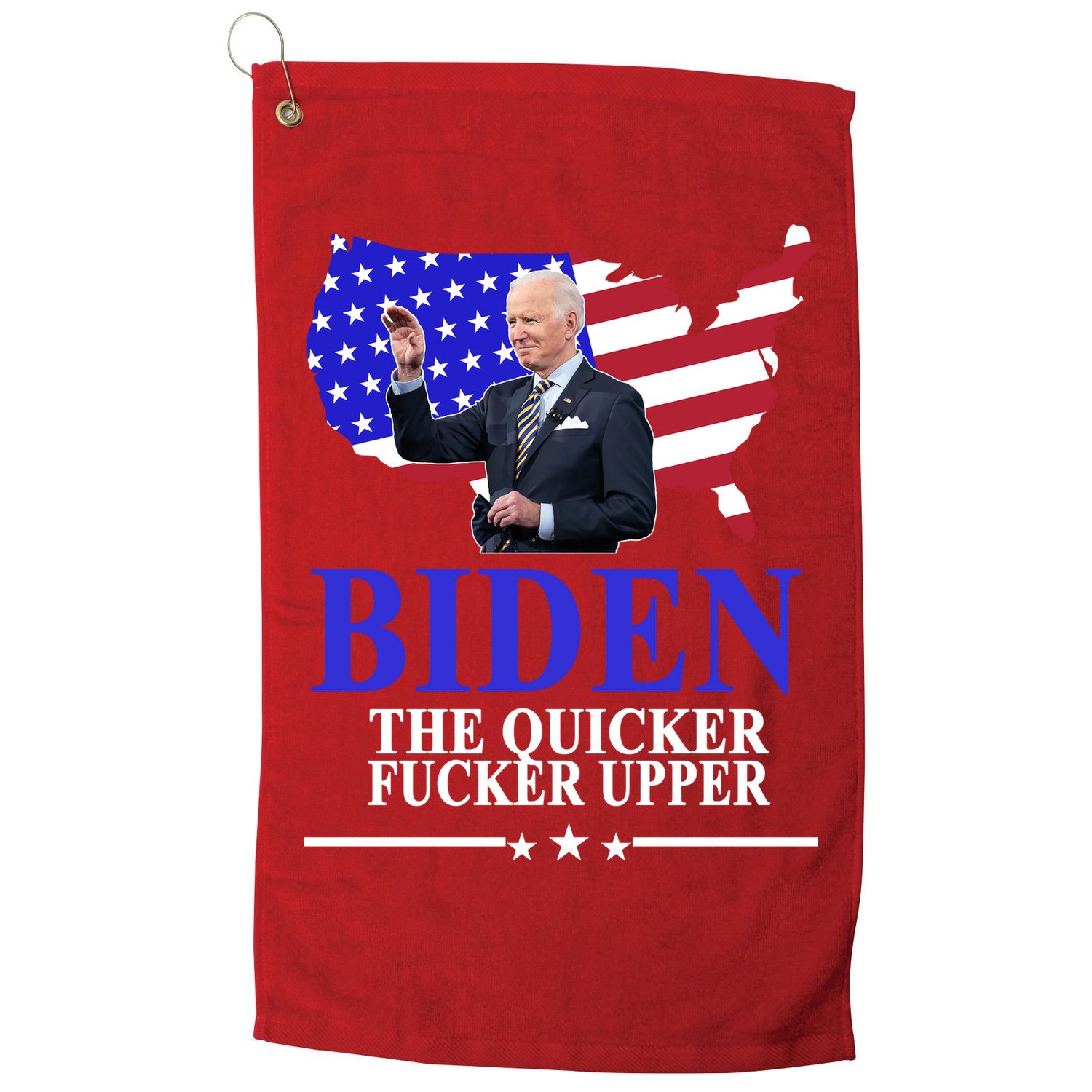 Biden The Quicker Fucker Upper American Flag Design Golf Towel