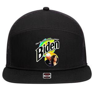 Biden The Quicker Sniffer Upper Funny 7 Panel Mesh Trucker Snapback Hat