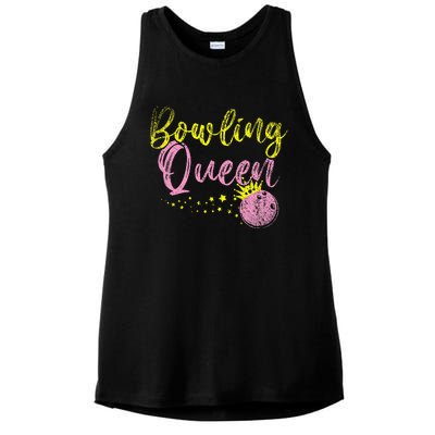 Bowling Team Queen Women Gift Bowling Ladies PosiCharge Tri-Blend Wicking Tank