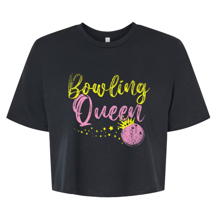 Bowling Team Queen Women Gift Bowling Bella+Canvas Jersey Crop Tee