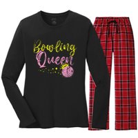 Bowling Team Queen Women Gift Bowling Women's Long Sleeve Flannel Pajama Set 