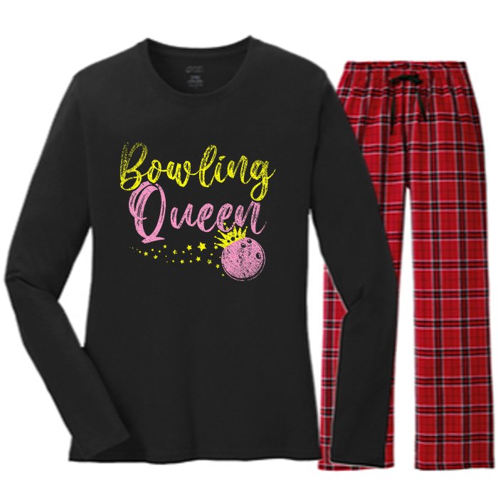 Bowling Team Queen Women Gift Bowling Women's Long Sleeve Flannel Pajama Set 