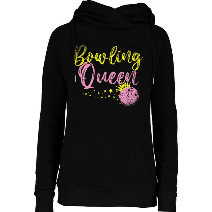 Bowling Team Queen Women Gift Bowling Womens Funnel Neck Pullover Hood