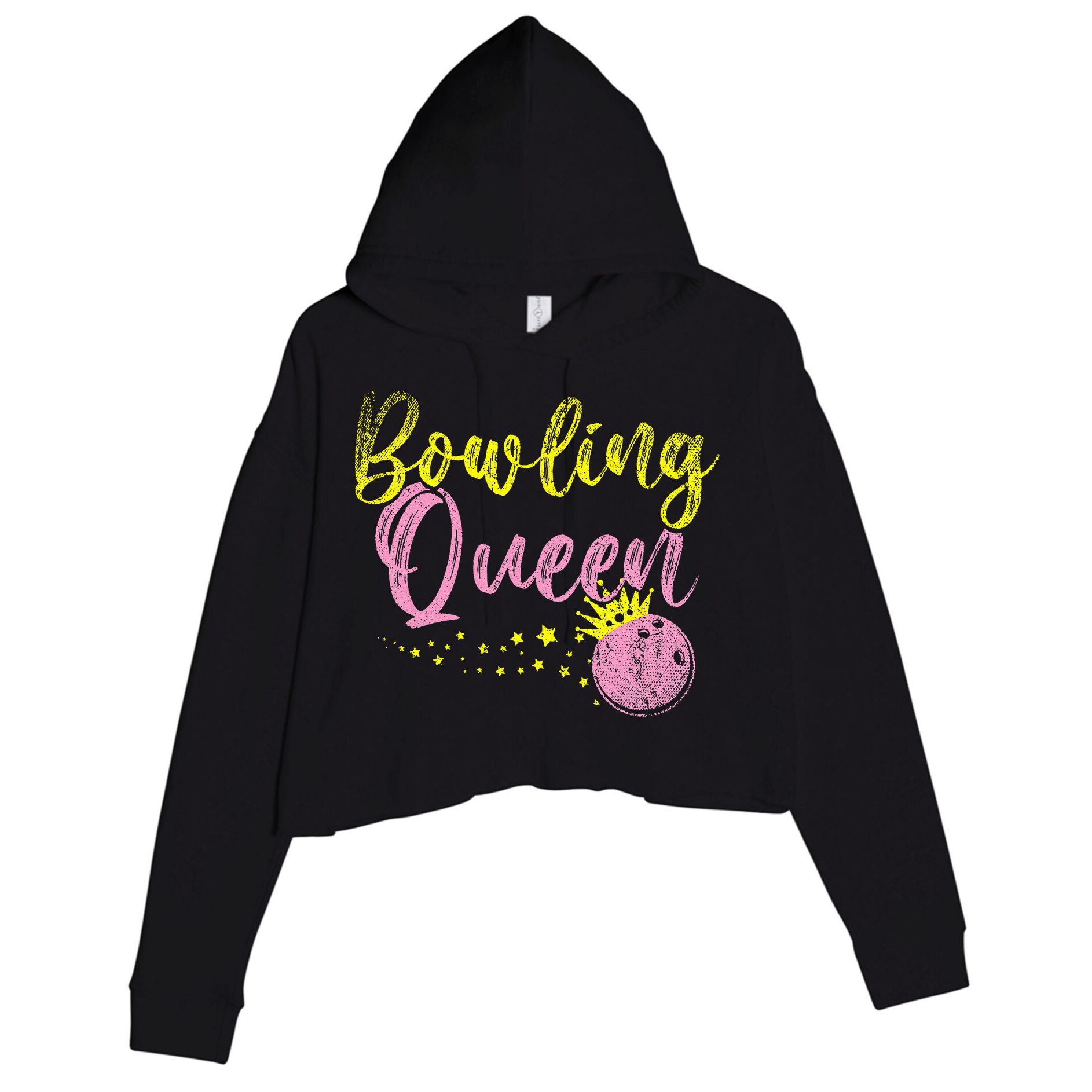 Bowling Team Queen Women Gift Bowling Crop Fleece Hoodie