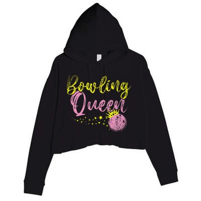 Bowling Team Queen Women Gift Bowling Crop Fleece Hoodie