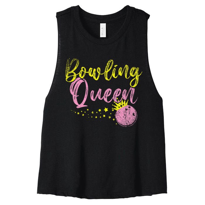 Bowling Team Queen Women Gift Bowling Women's Racerback Cropped Tank