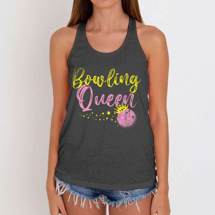 Bowling Team Queen Women Gift Bowling Women's Knotted Racerback Tank