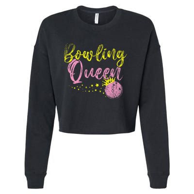 Bowling Team Queen Women Gift Bowling Cropped Pullover Crew