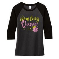 Bowling Team Queen Women Gift Bowling Women's Tri-Blend 3/4-Sleeve Raglan Shirt