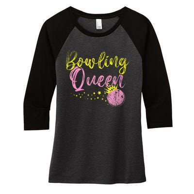 Bowling Team Queen Women Gift Bowling Women's Tri-Blend 3/4-Sleeve Raglan Shirt