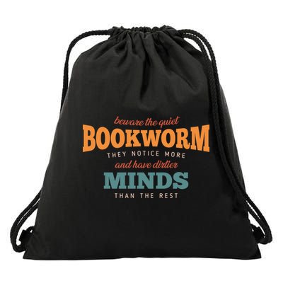Beware The Quiet Bookworm Meaningful Gift Drawstring Bag