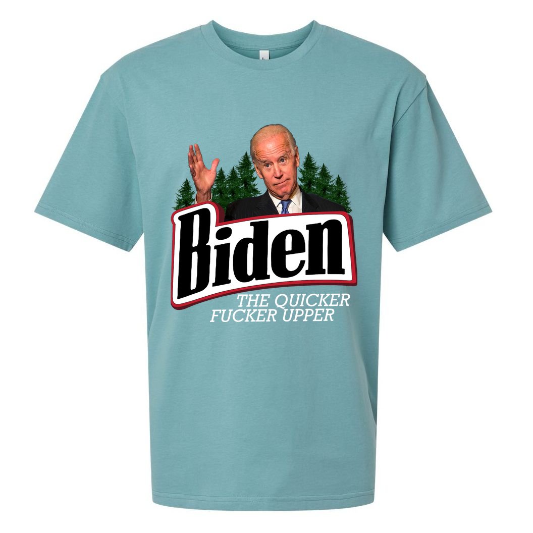 Biden The Quicker Fucker Upper Sueded Cloud Jersey T-Shirt
