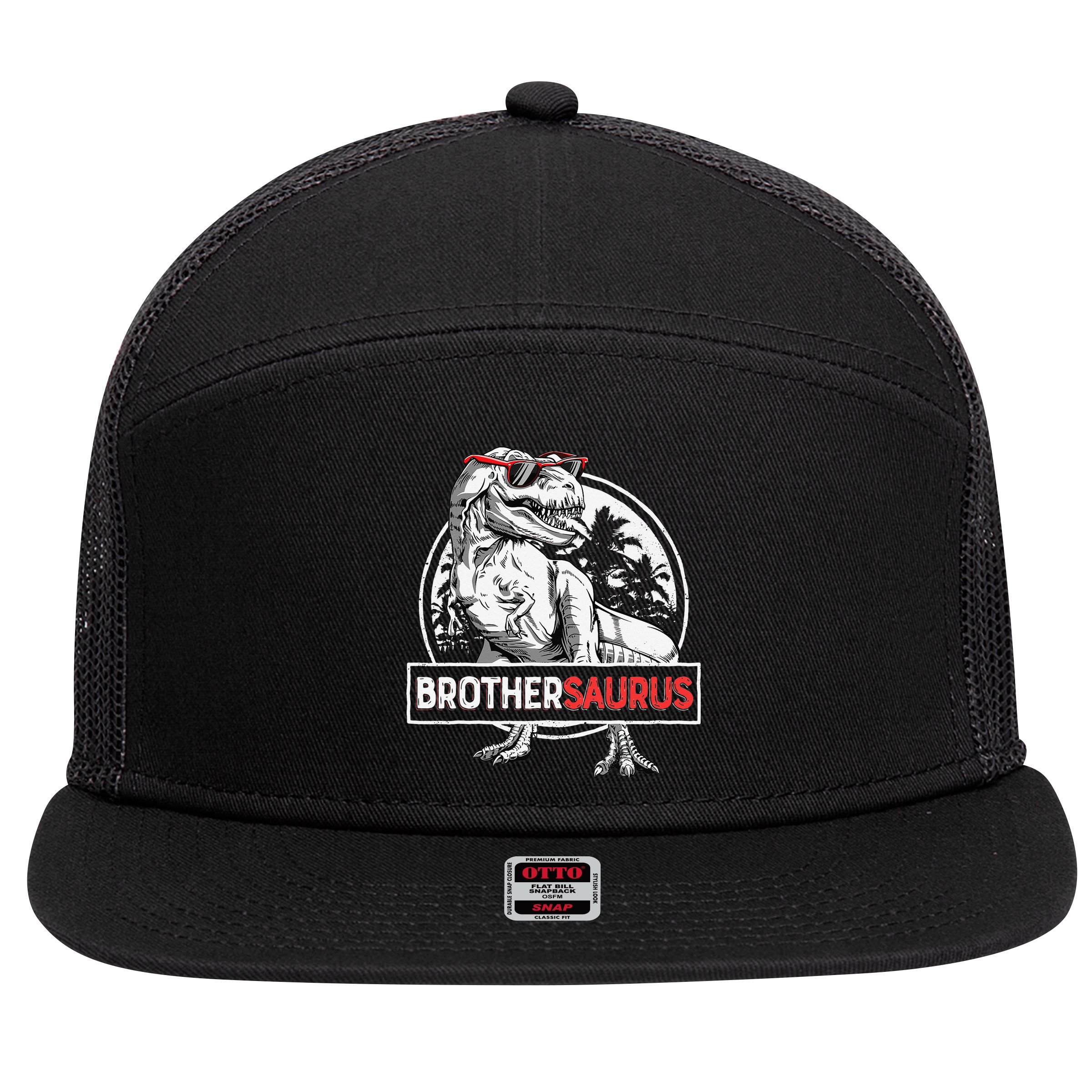 Brothersaurus T rex Dinosaur Brother Saurus Family Matching 7 Panel Mesh Trucker Snapback Hat