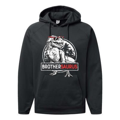 Brothersaurus T rex Dinosaur Brother Saurus Family Matching Performance Fleece Hoodie