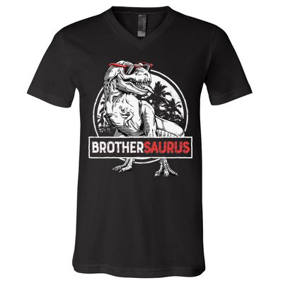 Brothersaurus T rex Dinosaur Brother Saurus Family Matching V-Neck T-Shirt