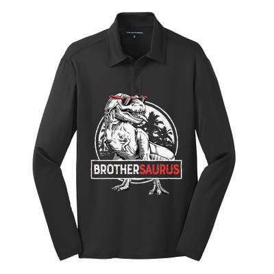 Brothersaurus T rex Dinosaur Brother Saurus Family Matching Silk Touch Performance Long Sleeve Polo