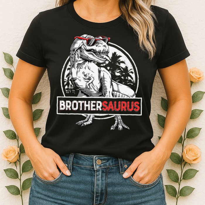 Brothersaurus T rex Dinosaur Brother Saurus Family Matching Womens T-Shirt