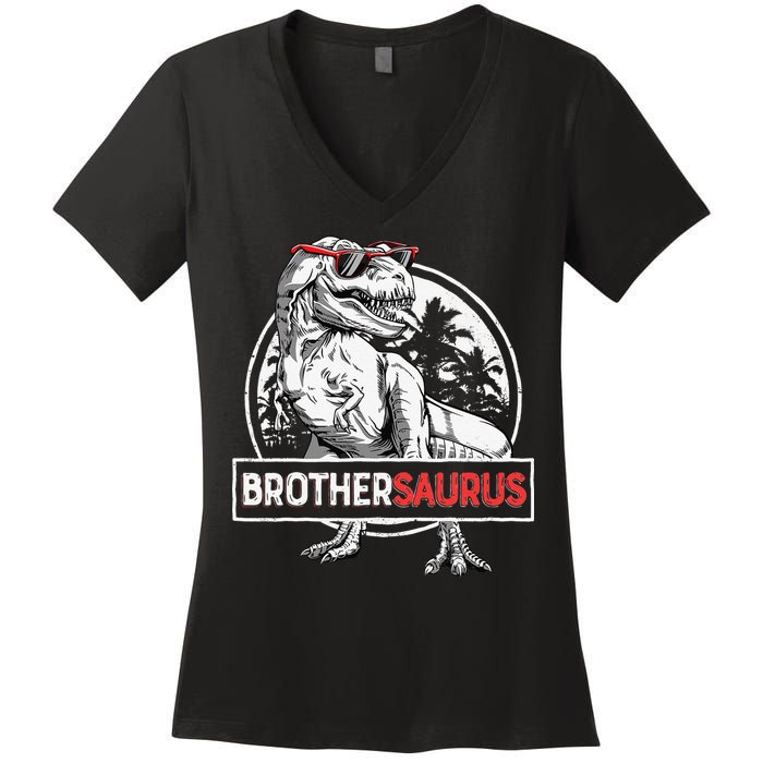 Brothersaurus T rex Dinosaur Brother Saurus Family Matching Women's V-Neck T-Shirt